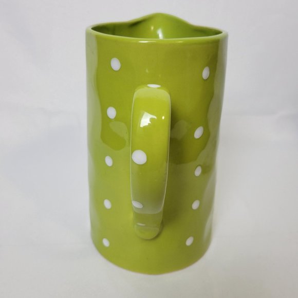 Maxwell & Williams Sprinkle Lime Green Pitcher with Handle Poka Dots 58oz-8" - Picture 3 of 6